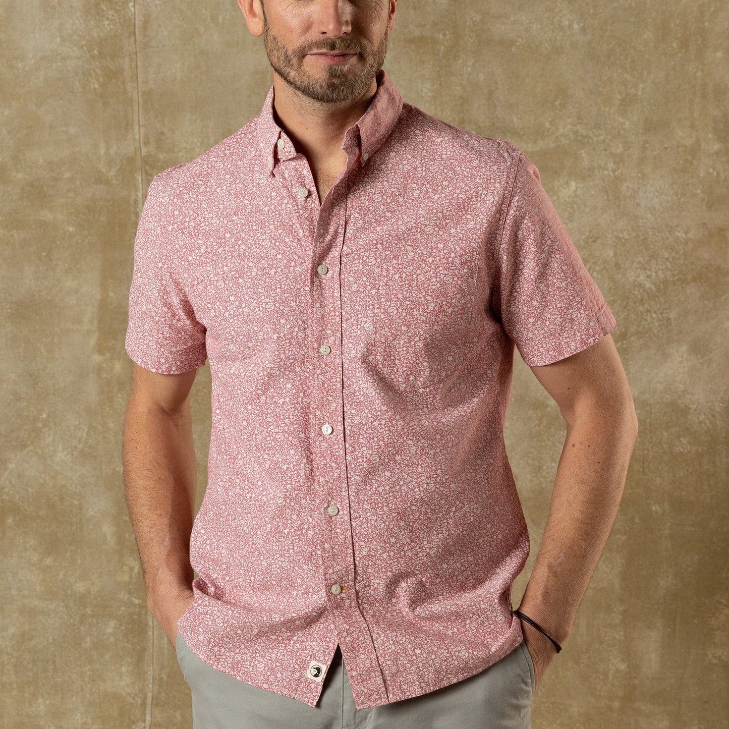 Duck Head Cotton Chambray Sport Shirt Rosewood