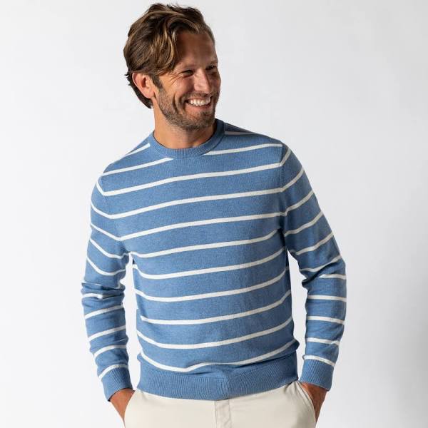Duck Head Glenwood Stripe Crewneck Shadow Blue