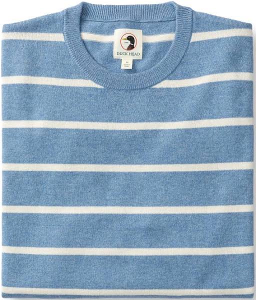 Duck Head Glenwood Stripe Crewneck Shadow Blue
