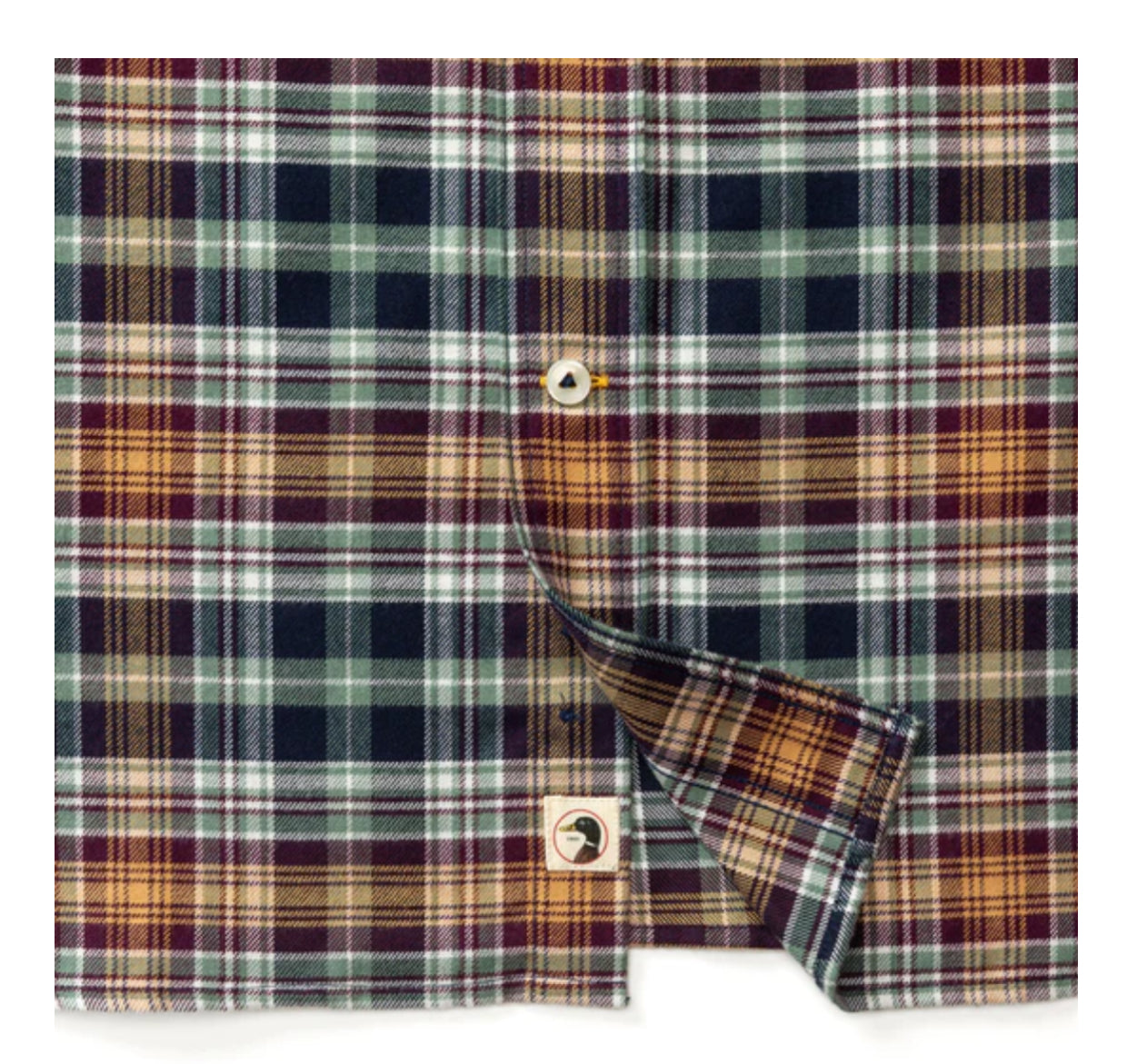 Duckhead Cotton Flannel Sport Shirt Eckard Plaid Maritime Blue