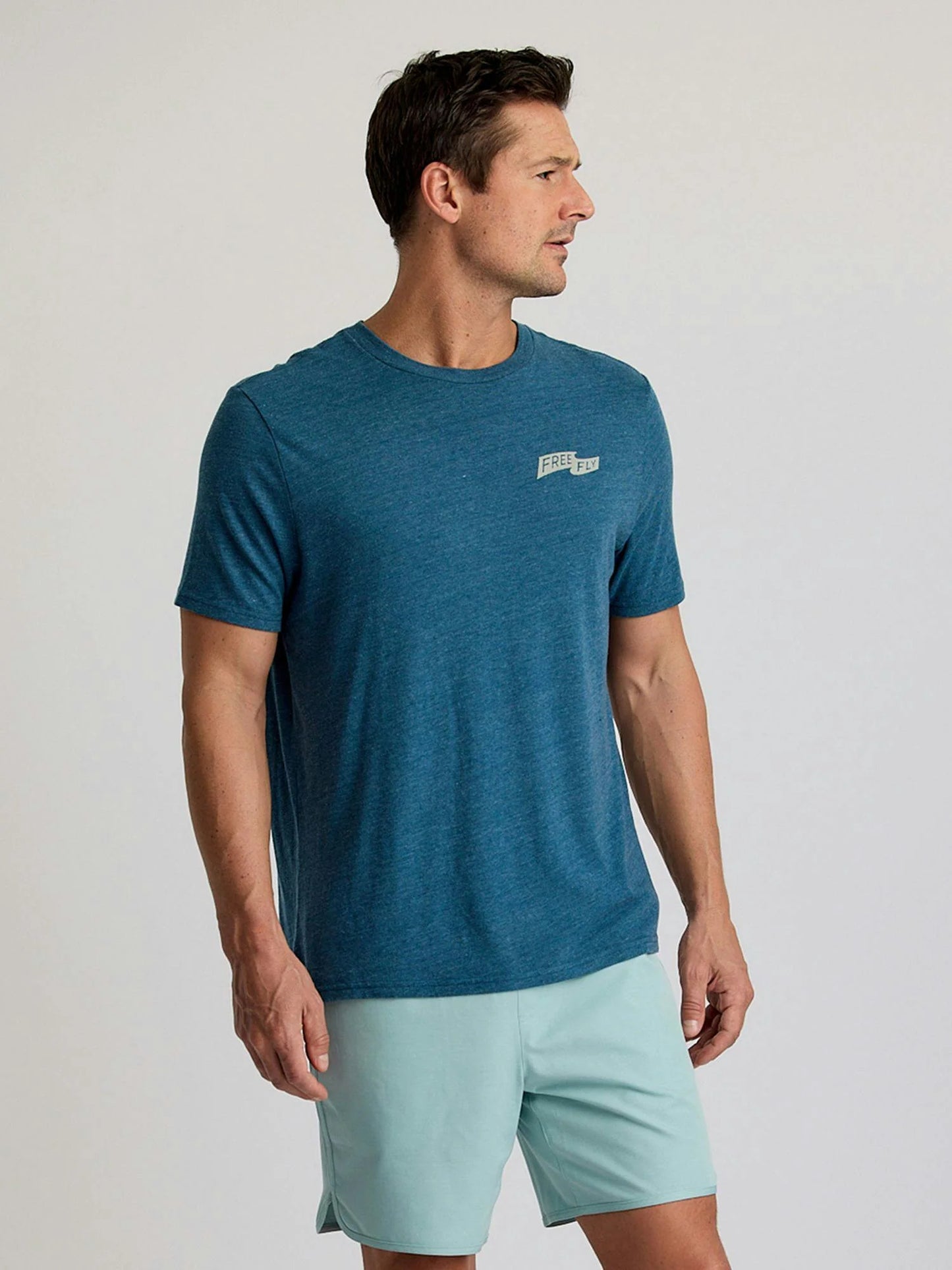 Free Fly First and Last Tee Heather Legion Blue