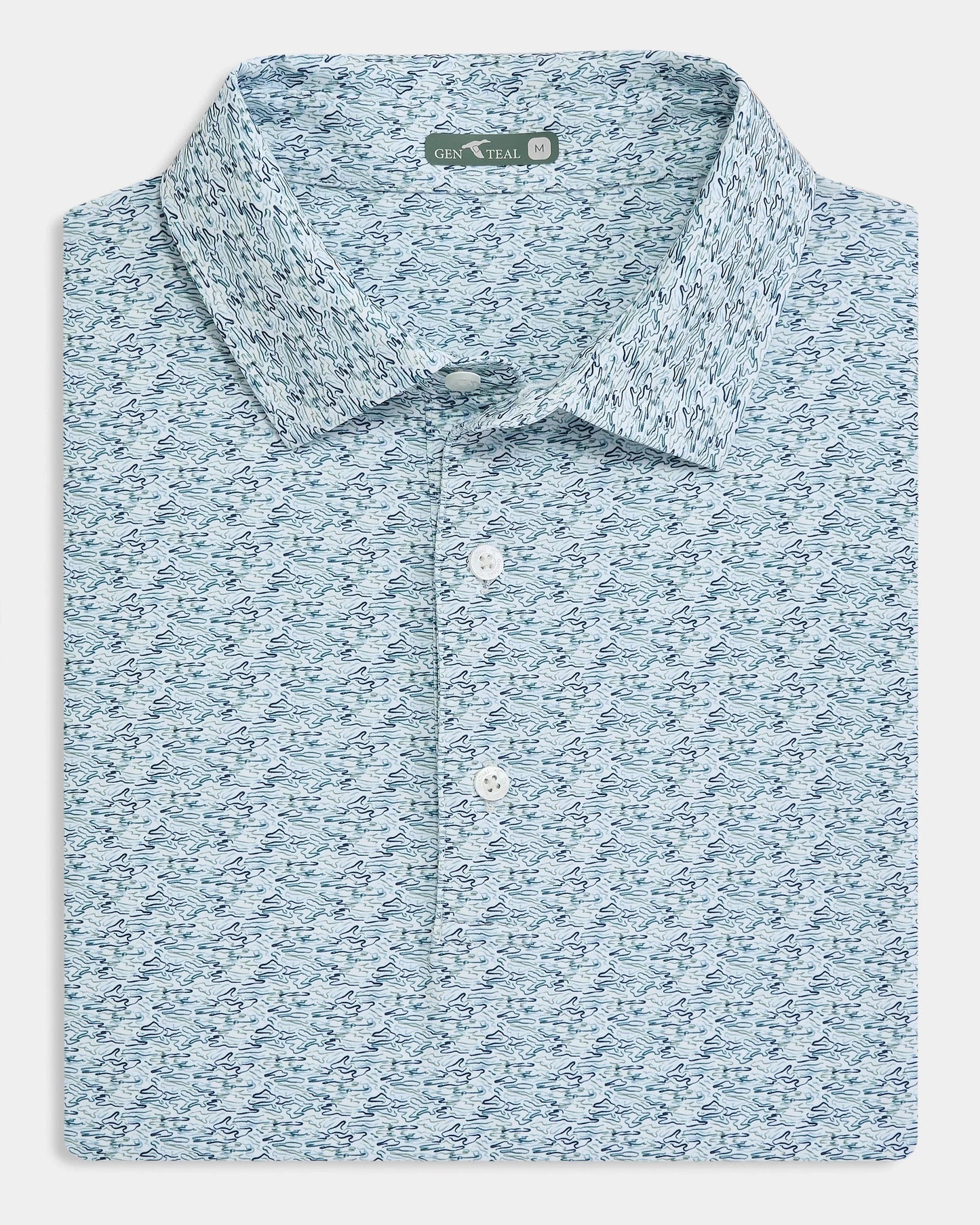 GENTEAL RIPPLE EFFECT PRINTED PERFORMANCE POLO SERENE