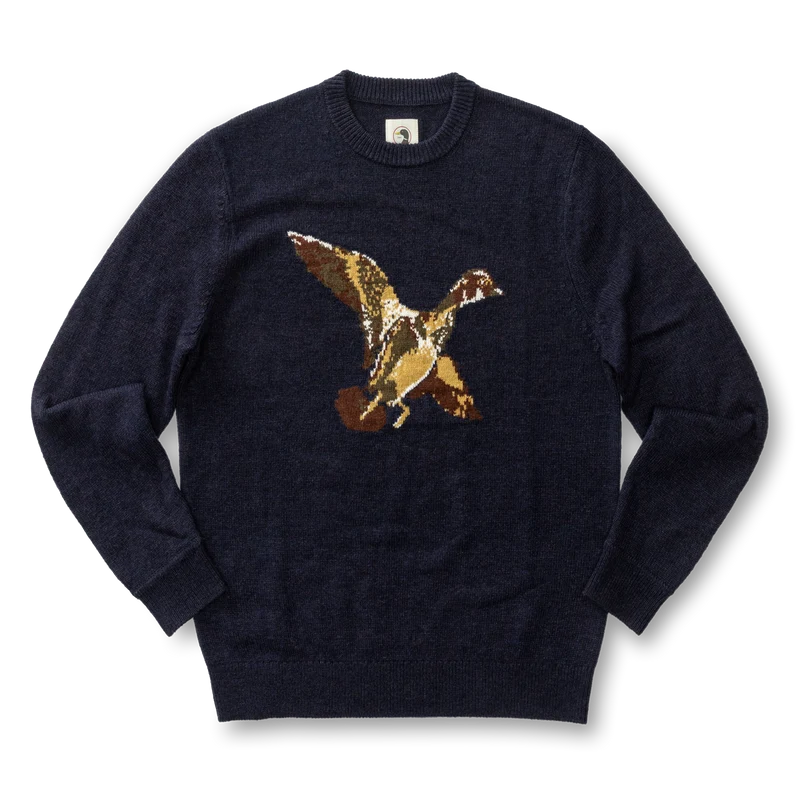 DUCK HEAD FLYING WOOD DUCK MERINO CREWNECK SWEATER