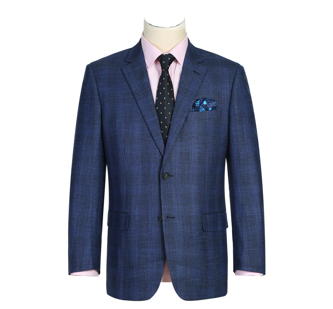 Classic Fit Navy Big-Plaid Suit Jacket