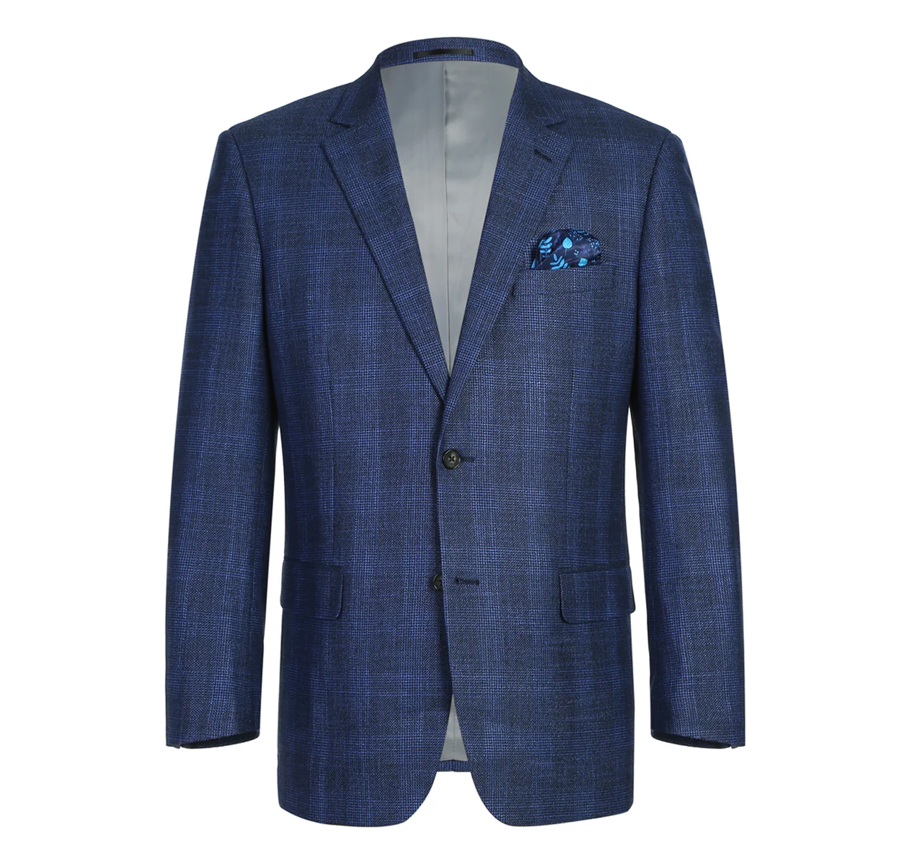 Classic Fit Navy Big-Plaid Suit Jacket