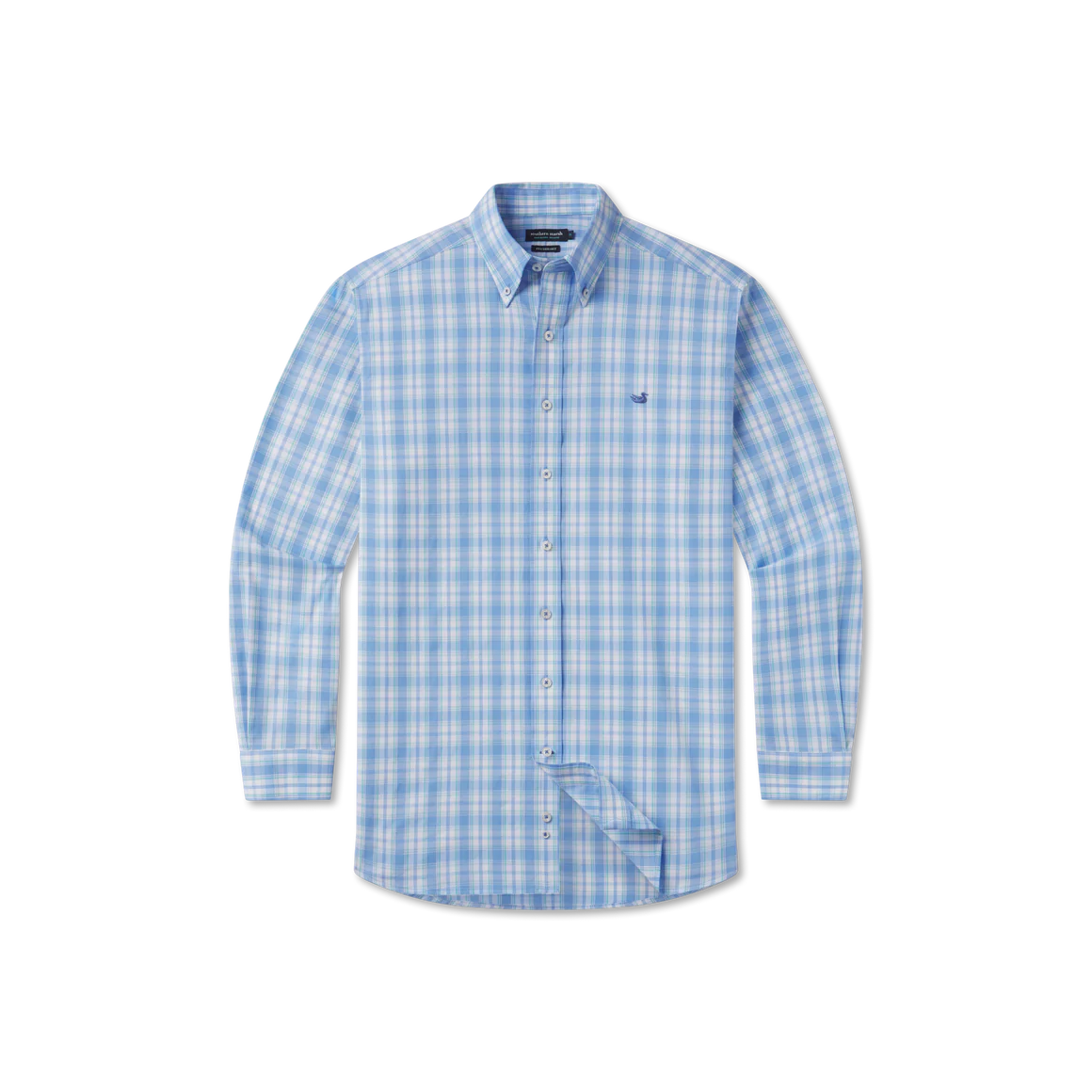 Southern Marsh Benton Performance Plaid Shirt Lilac & Mint