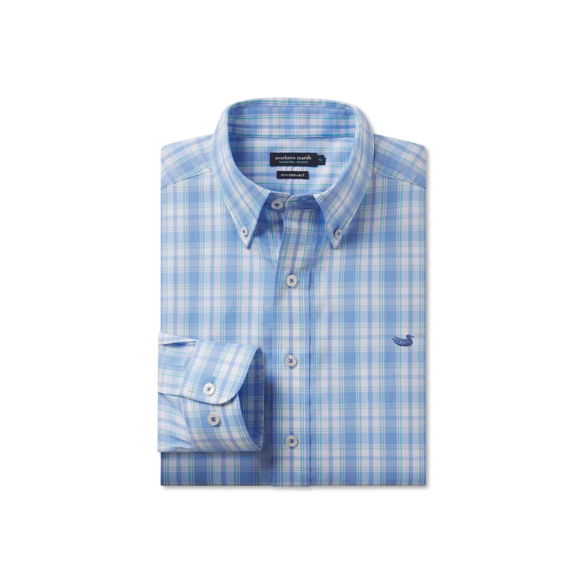 Southern Marsh Benton Performance Plaid Shirt Lilac & Mint