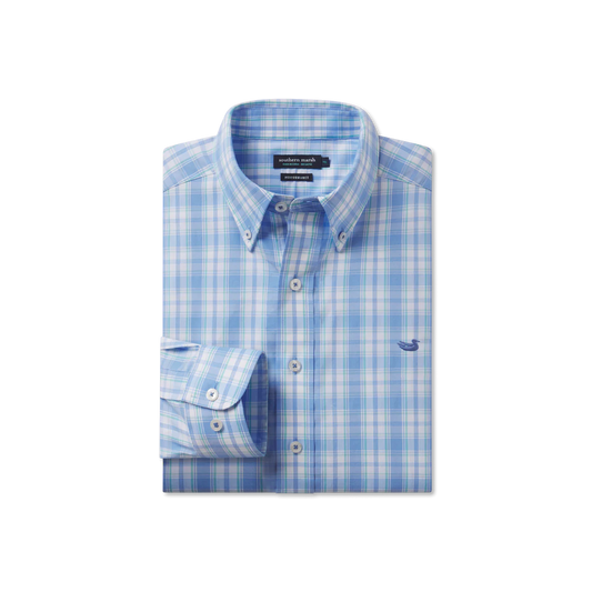 Southern Marsh Benton Performance Plaid Shirt Lilac & Mint