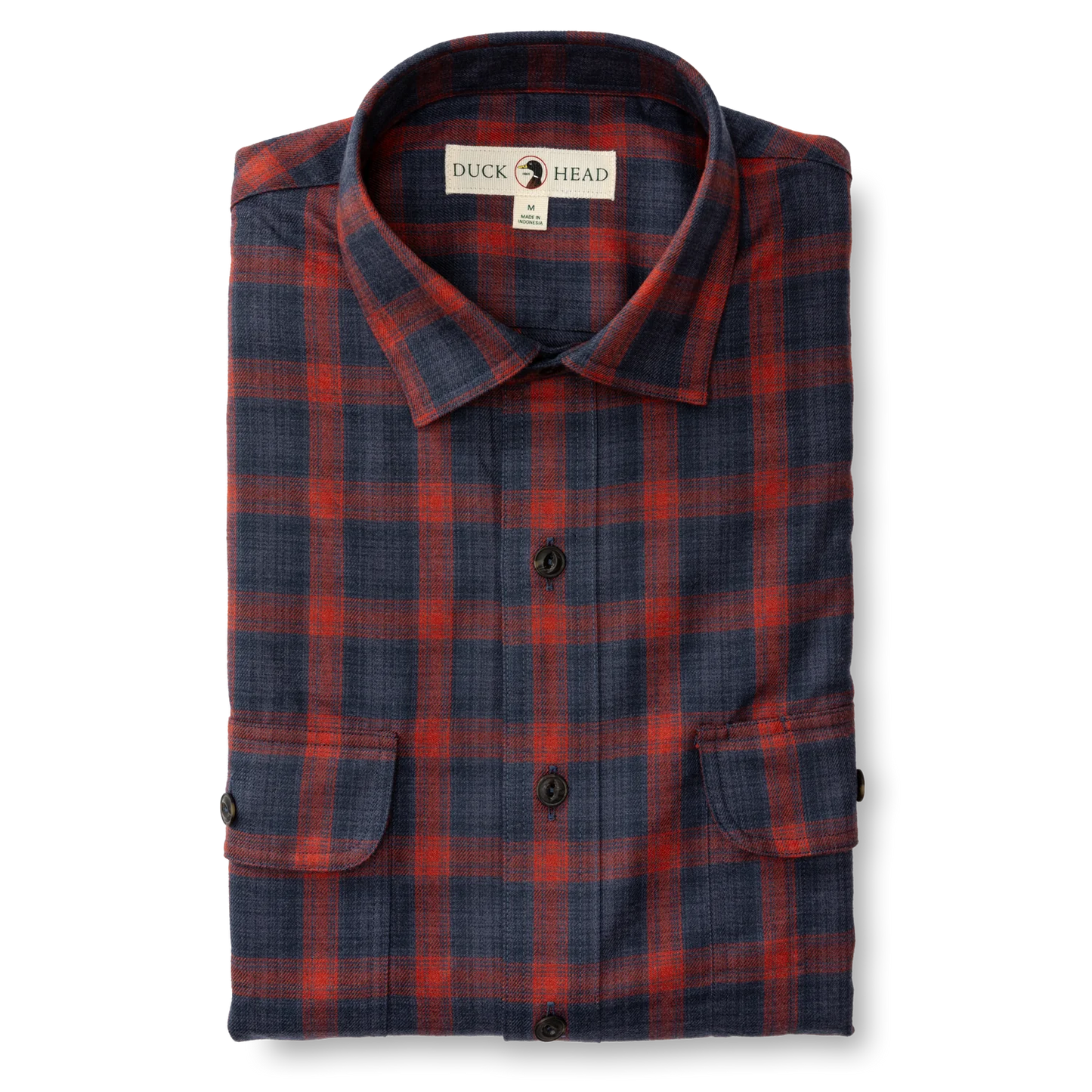 Duck Head Performance Flannel Sport Shirt Rigsby Plaid Navy