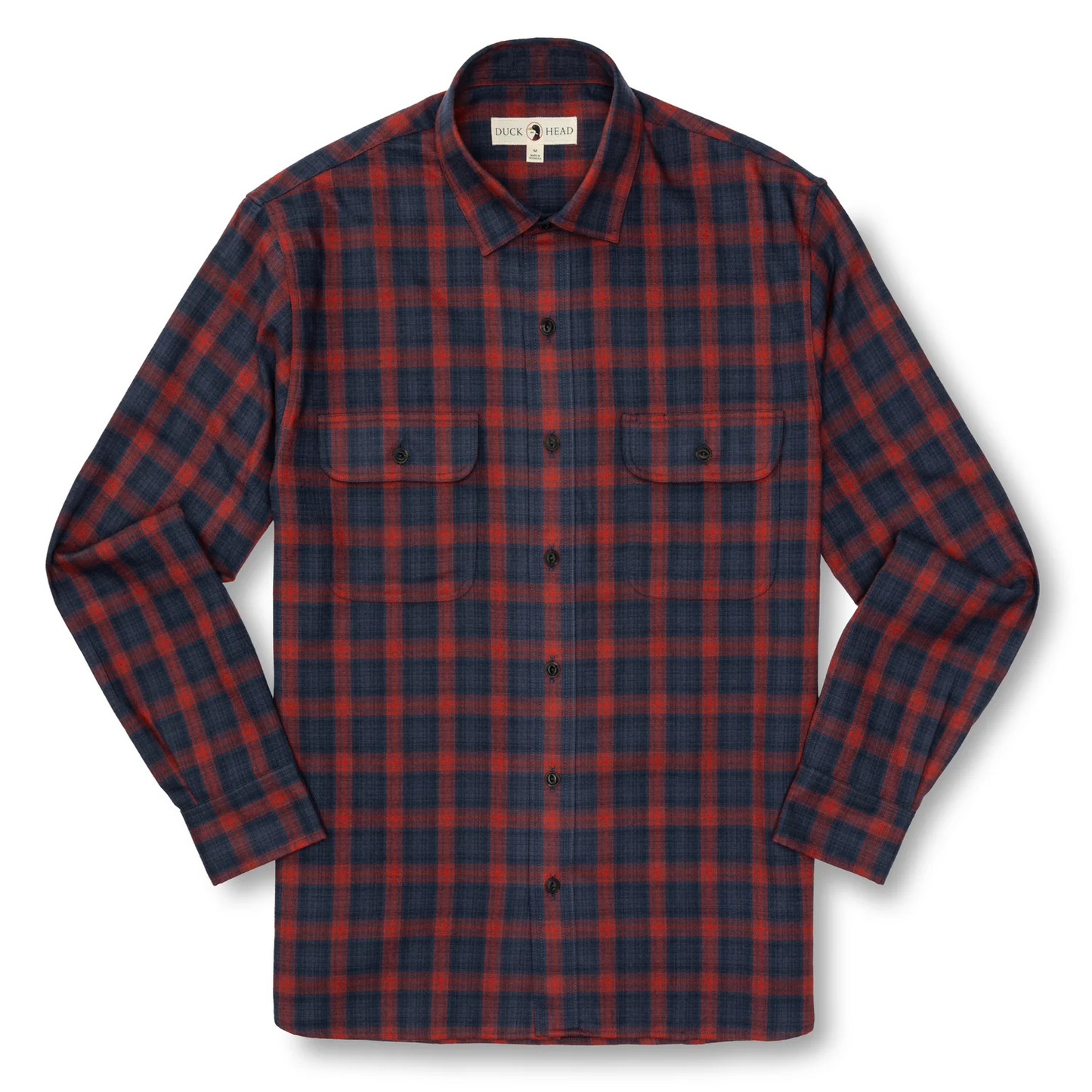 Duck Head Performance Flannel Sport Shirt Rigsby Plaid Navy