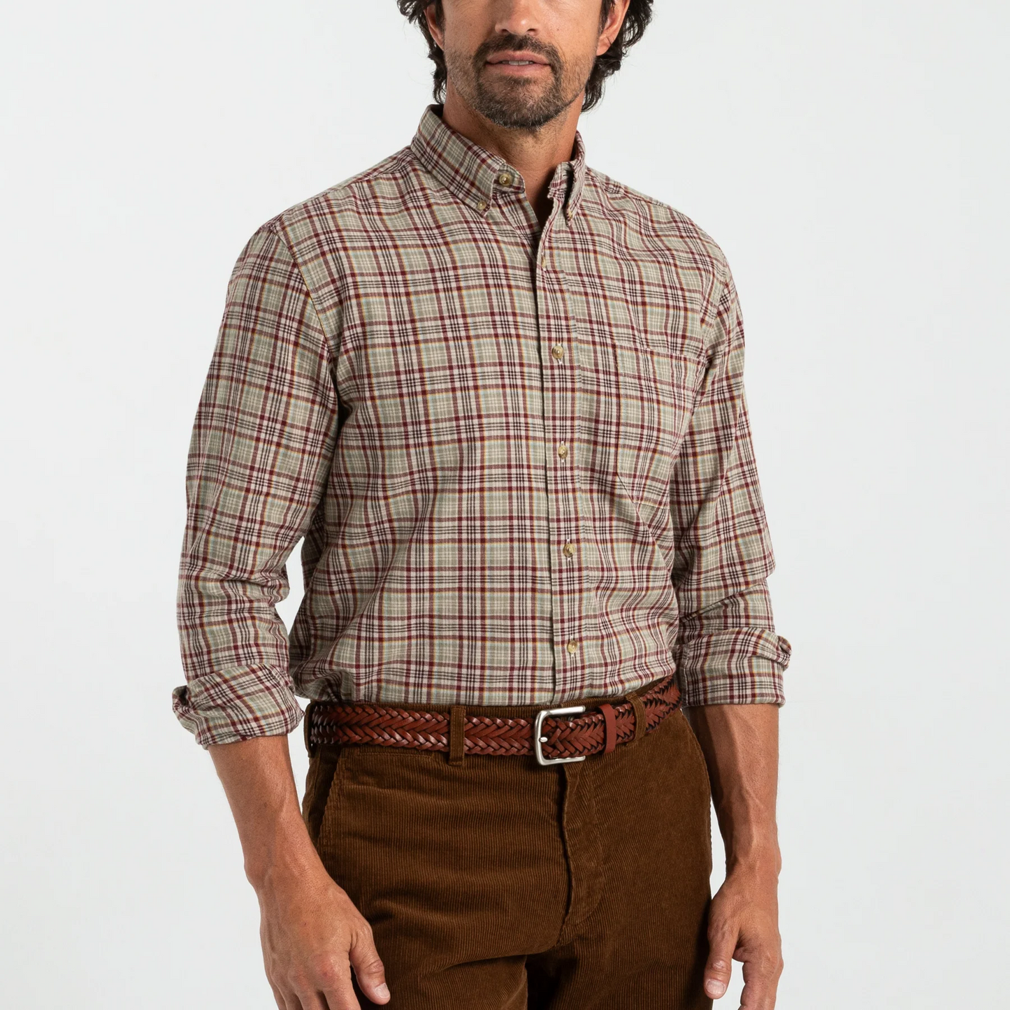 Cotton/Wool Twill Sport Shirt Westfall Plaid - Tawny Port