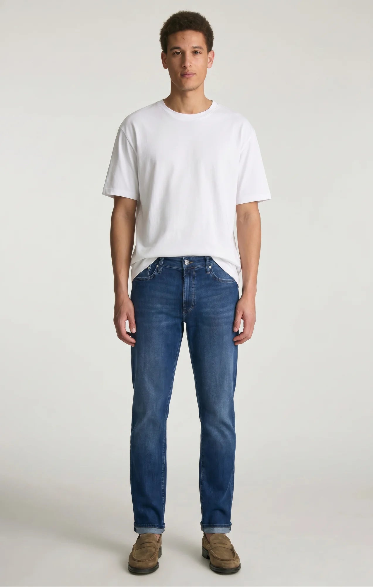Zach Straight Leg Jeans Mid Feather Blue