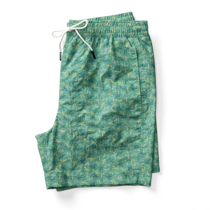 DUCK HEAD 6IN PRINT SAILPORT SWIM SHORT ASPEN GREEN