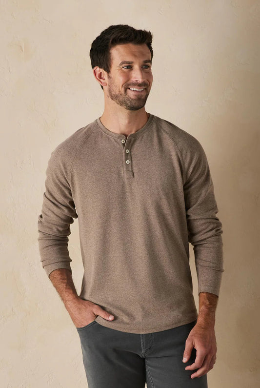 The Normal Brand Puremeso Everyday Henley in Taupe