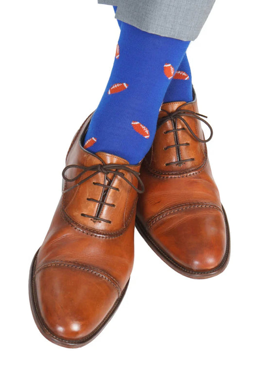 Fly Guys Menswear Cotton Sock Cobalt Blue/Burnt Orange