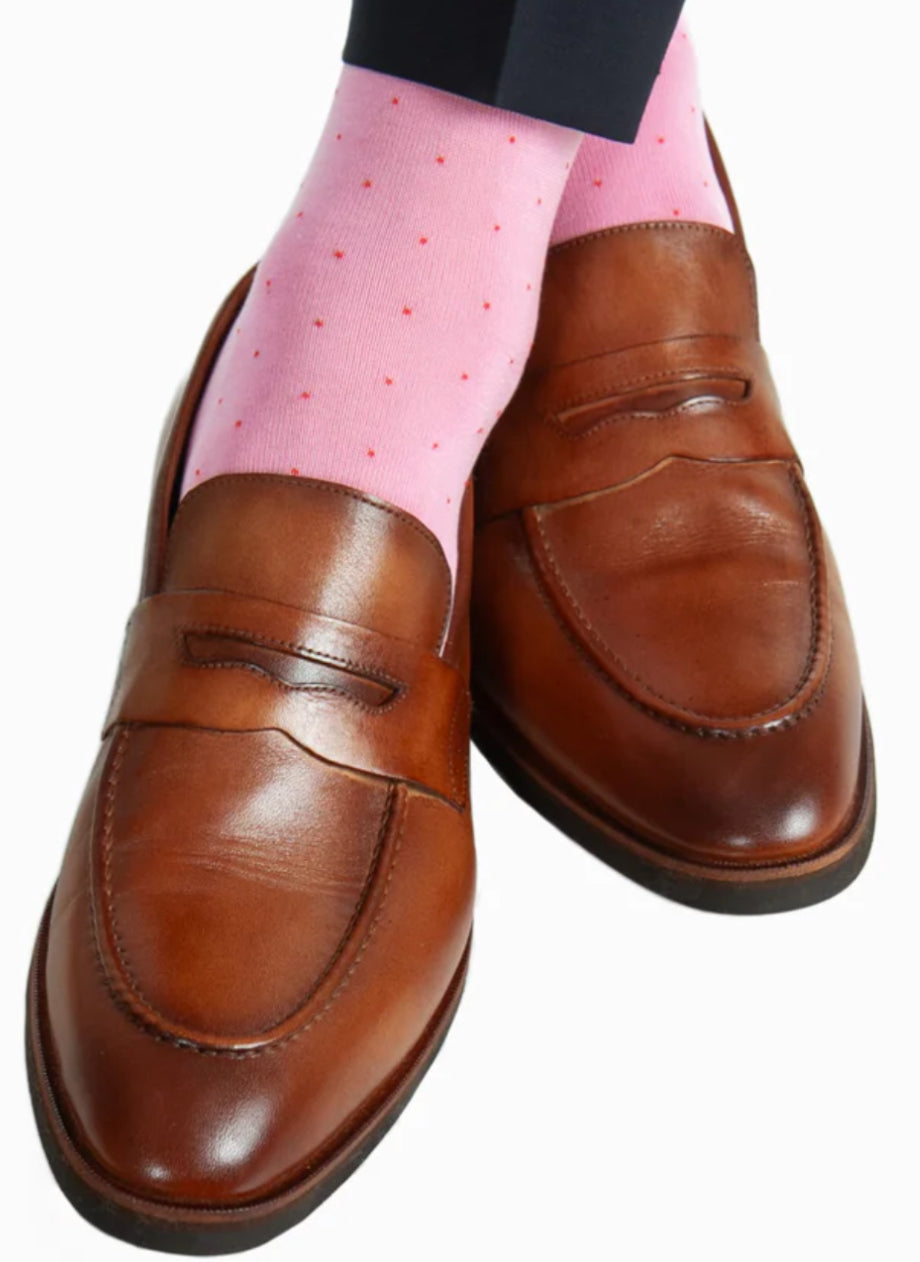 Fly Guys Menswear Pink/Red Pin Dot Socks
