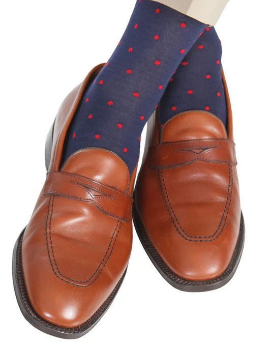 Fly Guys Menswear Navy/Red Dots Socks