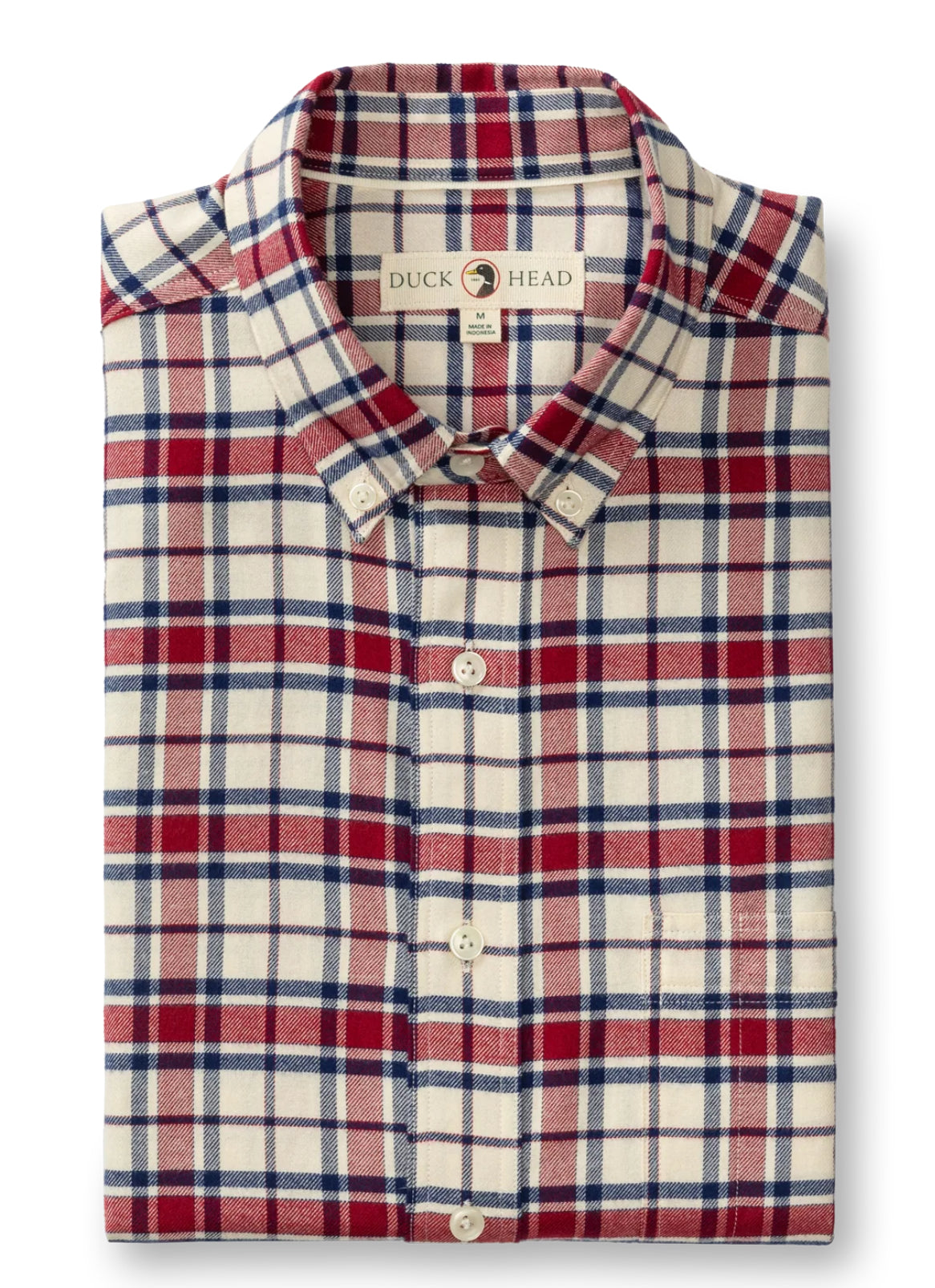 Duck Head Cotton Flannel Sport Shirt Bradner Plaid Rio Red