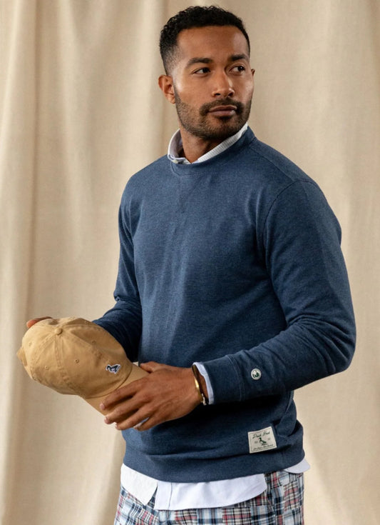 Duck Head French Terry Crewneck Pullover Dark Denim Heather