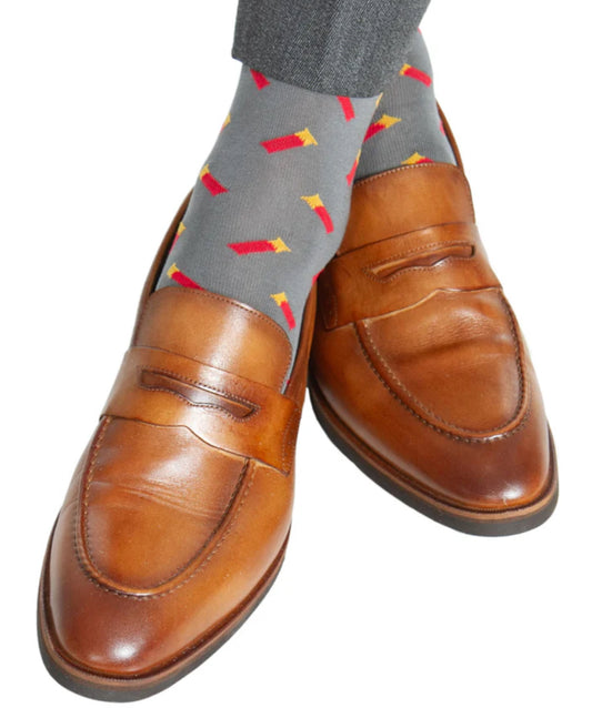 Fly Guys Menswear Grey Shotgun Shell Socks