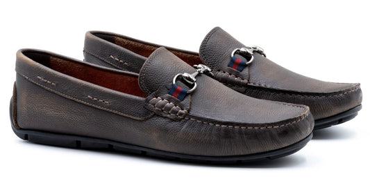 MARTIN DINGMAN BERMUDA PEBBLE GRAIN HORSE BIT LOAFERS OLD CLAY
