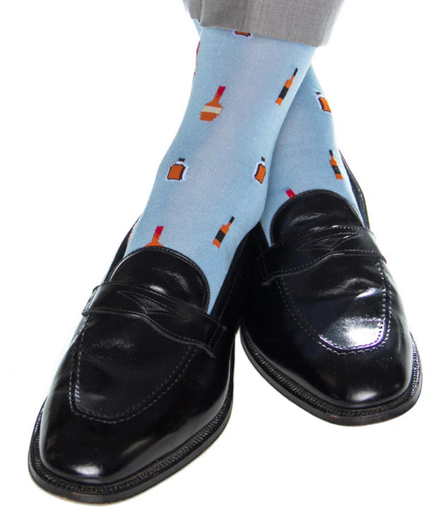 Fly Guys Menswear Sky Blue Bourbon Socks