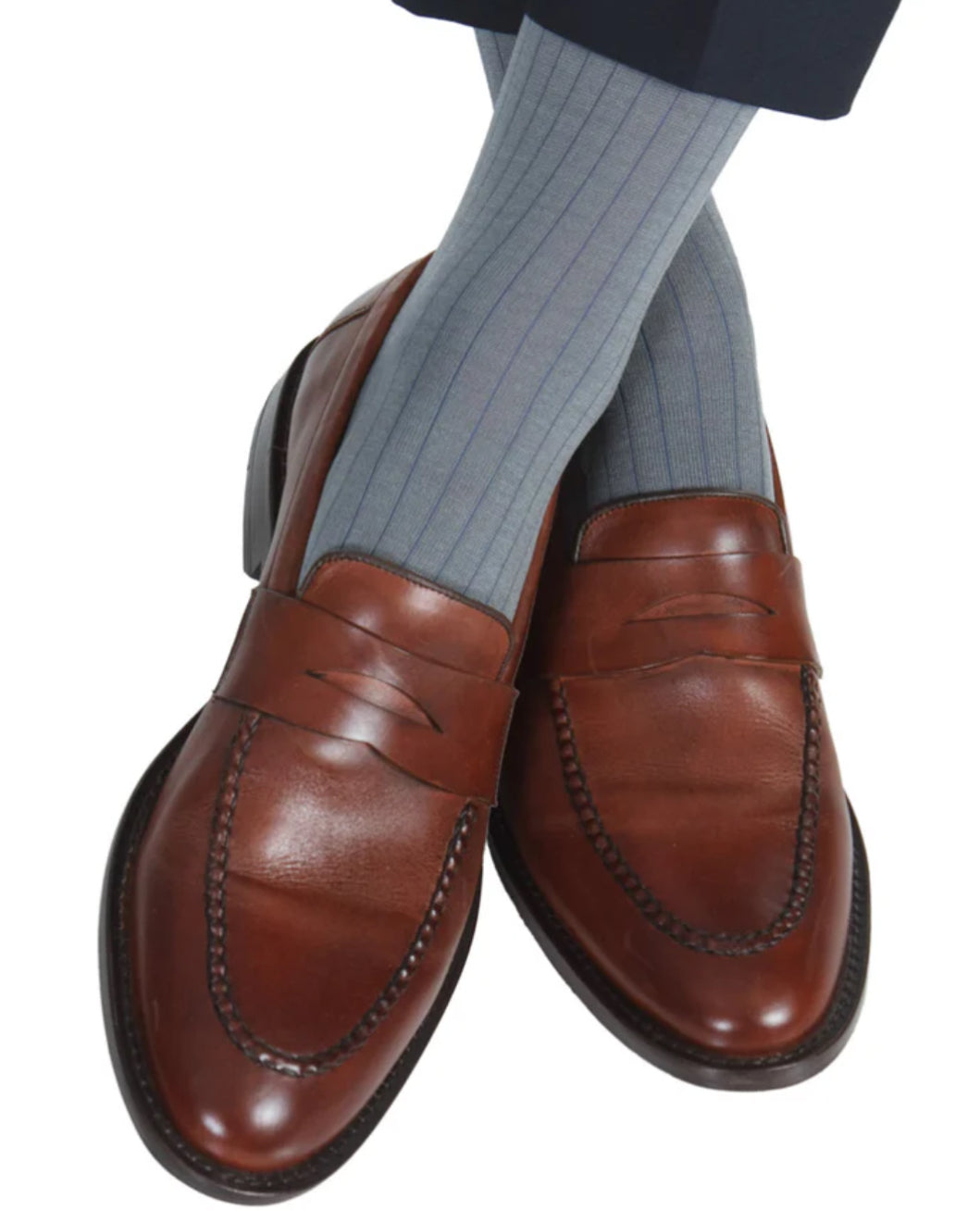 Fly Guys Menswear Steel with Indigo Stripe Socks