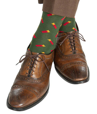 Fly Guys Menswear Forest Green Shot Gun Shells Socks