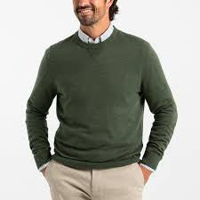 Duck Head Merino Sweater Pine Green Heather