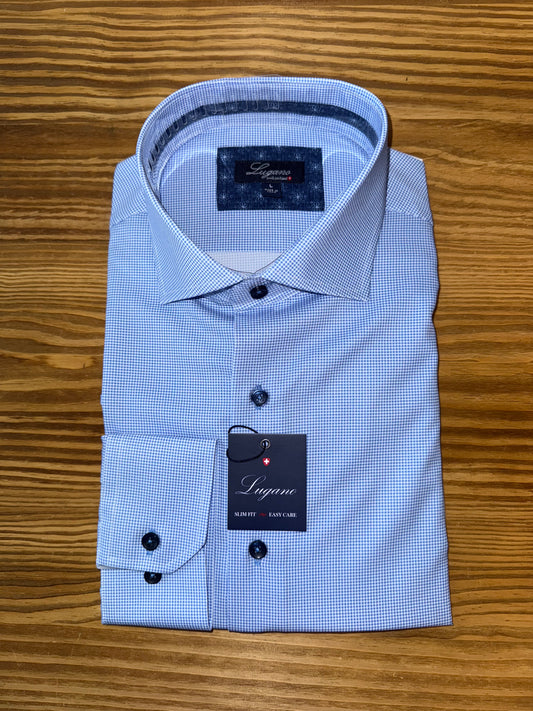 Lugano Blue Button Up Dress Shirt