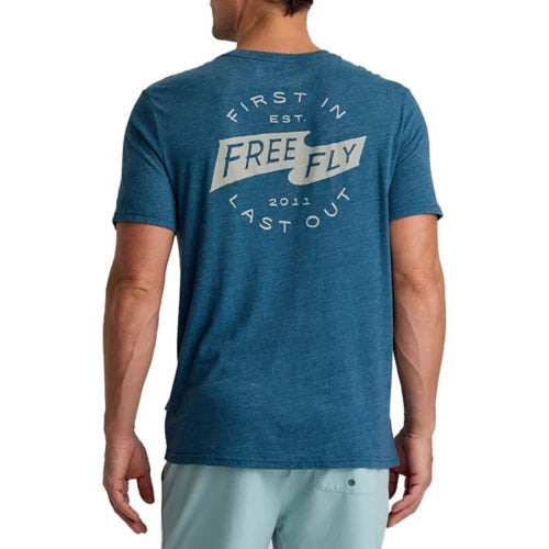 Free Fly First and Last Tee Heather Legion Blue
