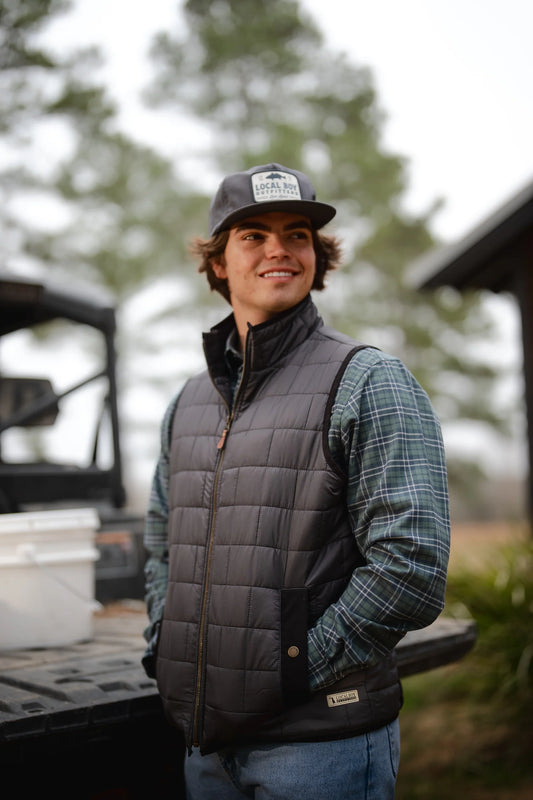 Local Boy Brick Quilted Vest Charcoal