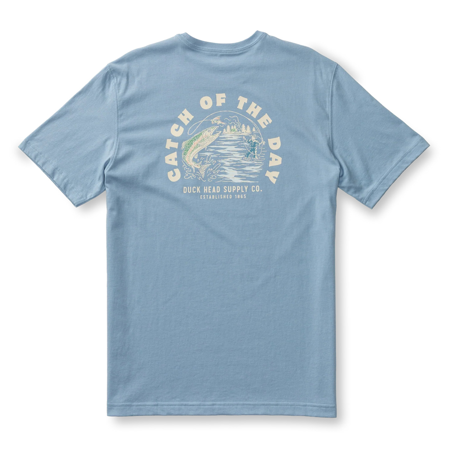 DUCK HEAD CATCH OF THE DAY T-SHIRT CHAMBRAY BLUE
