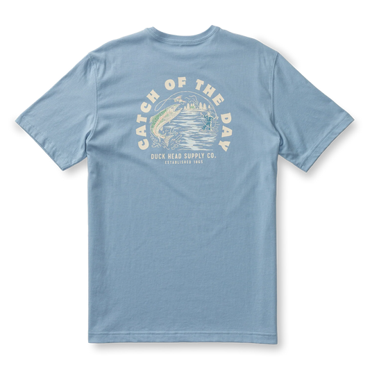 DUCK HEAD CATCH OF THE DAY T-SHIRT CHAMBRAY BLUE