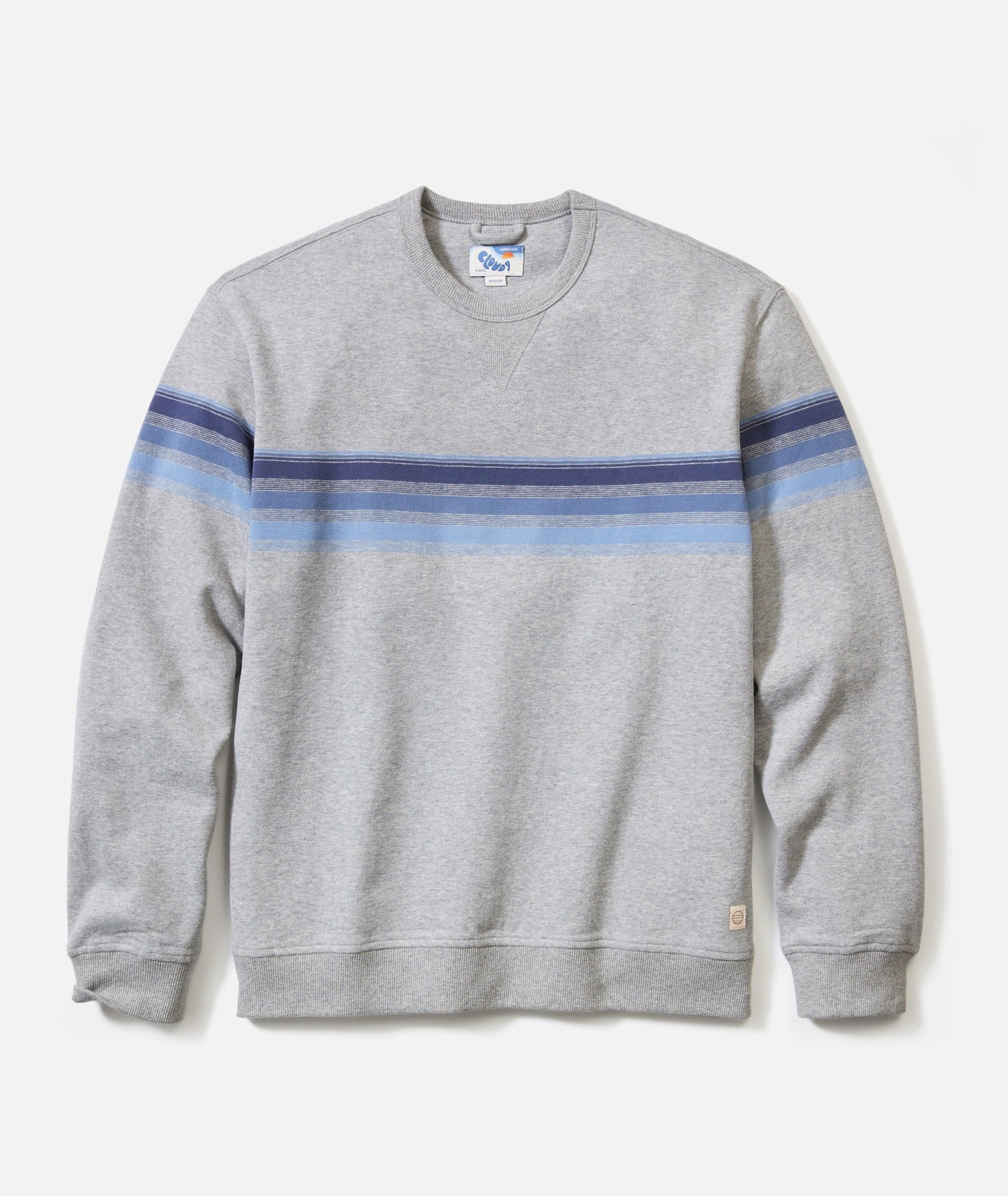 Marine Layer Cloud 9 Fleece Relaxed Crewneck Heather Grey/Multi Stripe