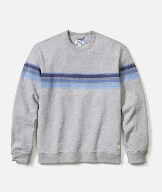Marine Layer Cloud 9 Fleece Relaxed Crewneck Heather Grey/Multi Stripe