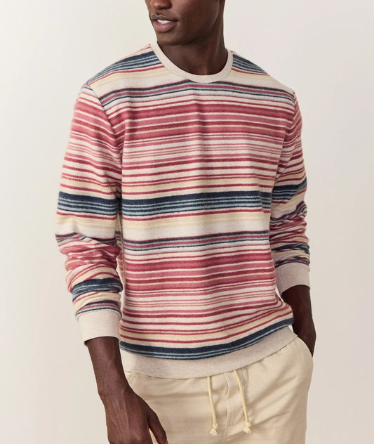 Marine Layer Cloud 9 Fleece Out Crewneck Oatmeal Heather Multi Stripe