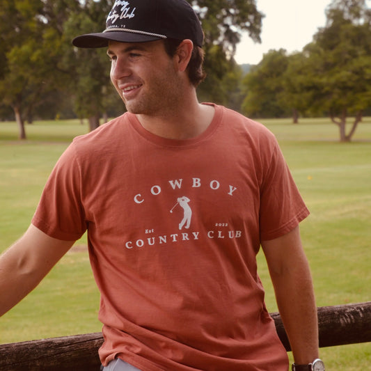Cowboy Country Club Golfer Logo Brick T-Shirt