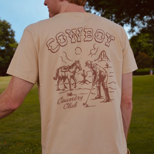Cowboy Country Club Horse & Sun Graphic T-Shirt Brown
