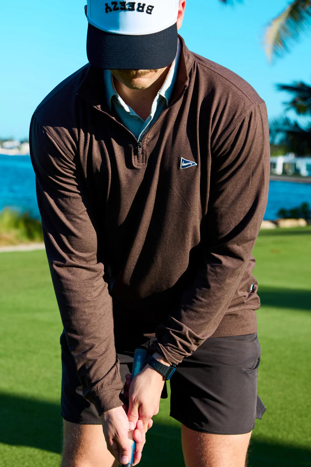 Breezy Golf The Gimme Quarter-Zip Espresso