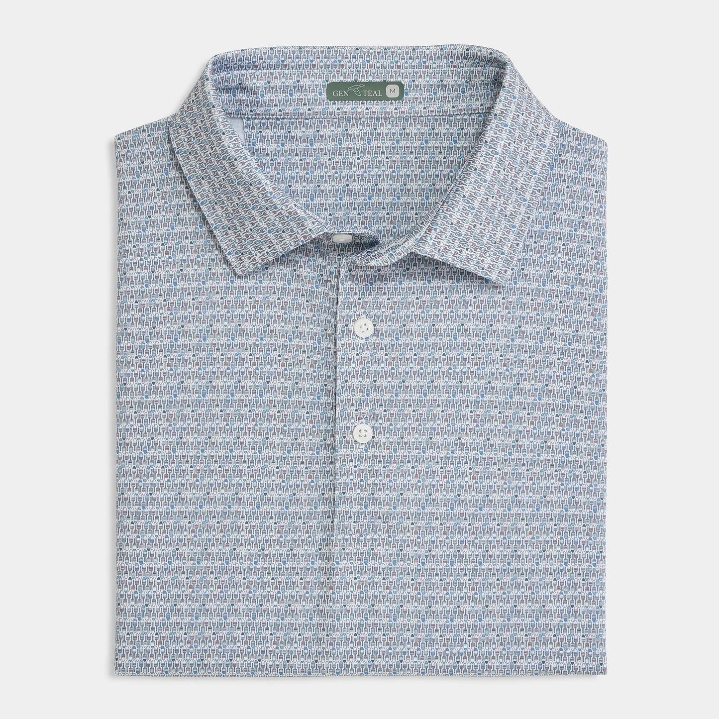Genteal Harbor Buoy Printed Performance Polo Nautical Blue