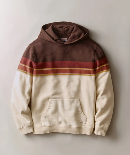 MARINE LAYER RELAXED CLOUD 9 FLEECE HOODIE BROWN COLORBLOCK