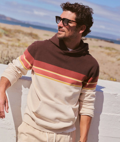 MARINE LAYER RELAXED CLOUD 9 FLEECE HOODIE BROWN COLORBLOCK
