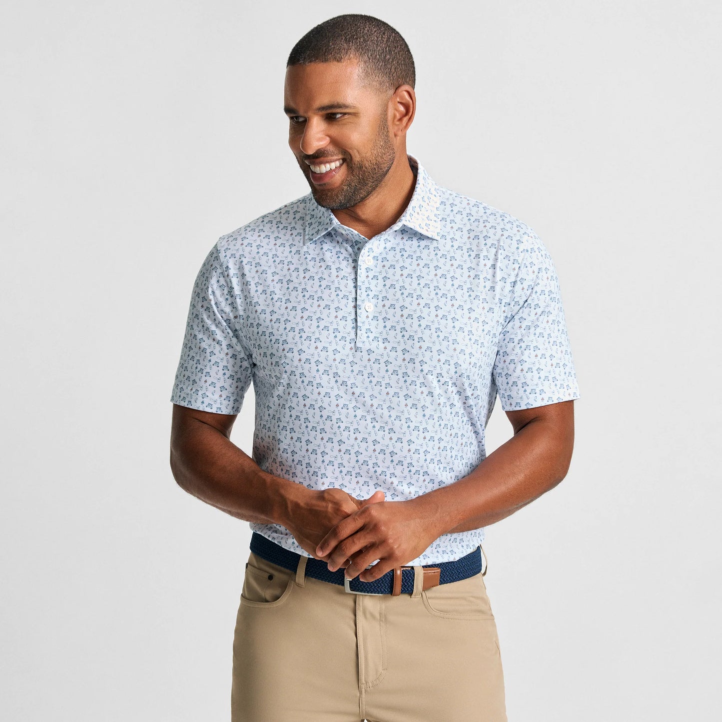 Genteal Stream to Green Printed Performance Polo