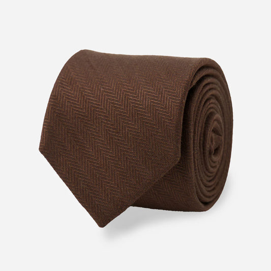 The Tie Bar Alleavitch Herringbone Chocolate Brown Tie