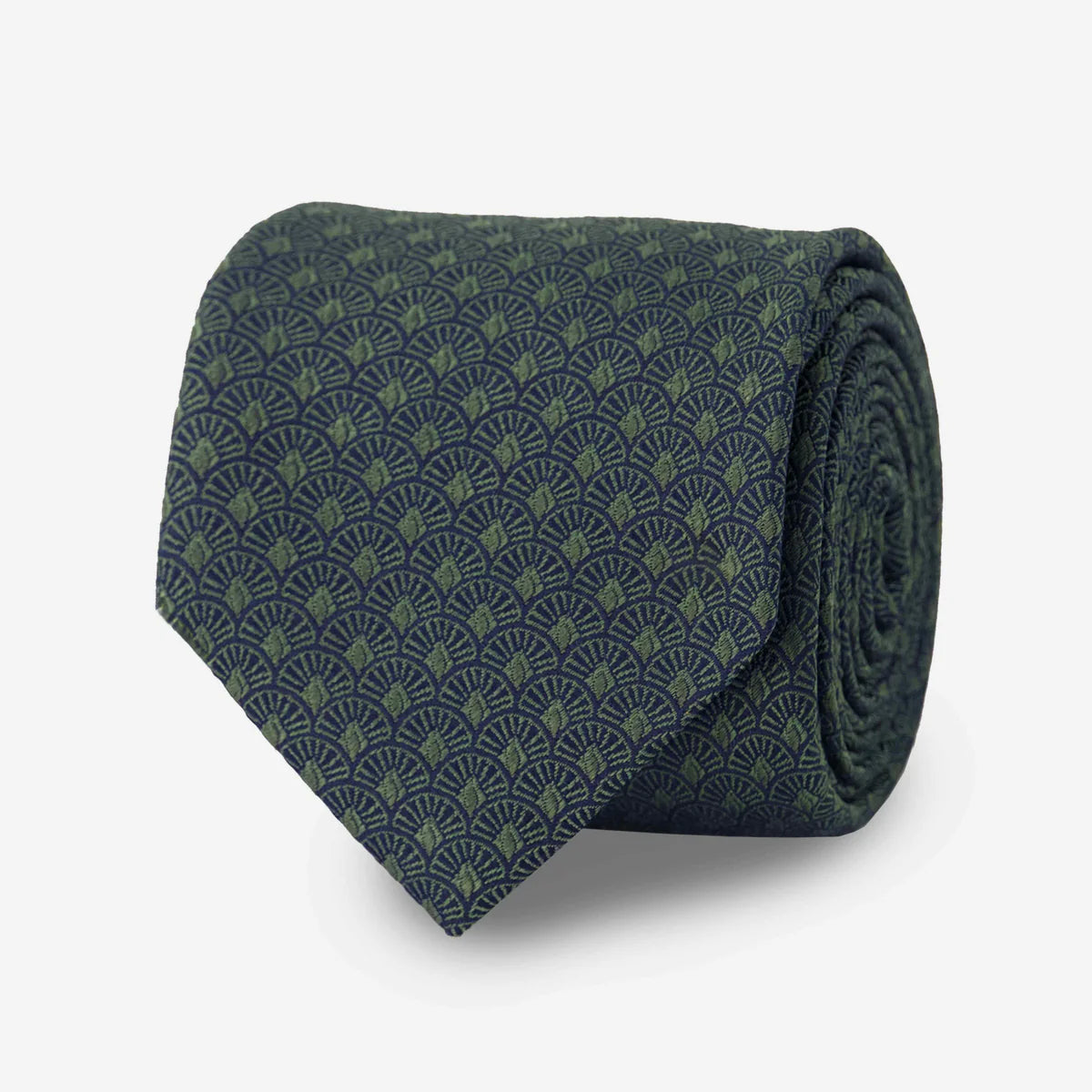 The Tie Bar Deco Scallops Hunter Green Tie