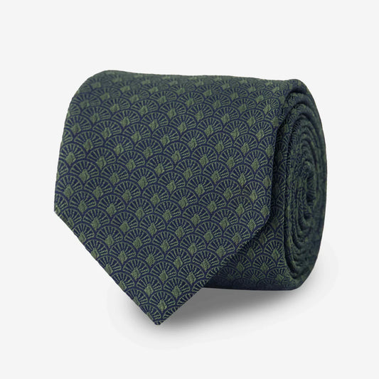 The Tie Bar Deco Scallops Hunter Green Tie