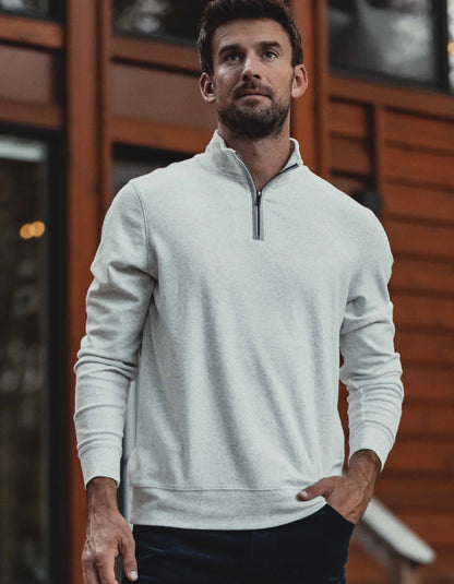 THE NORMAL BRAND PUREMESO WEEKEND QUARTER ZIP in STONE
