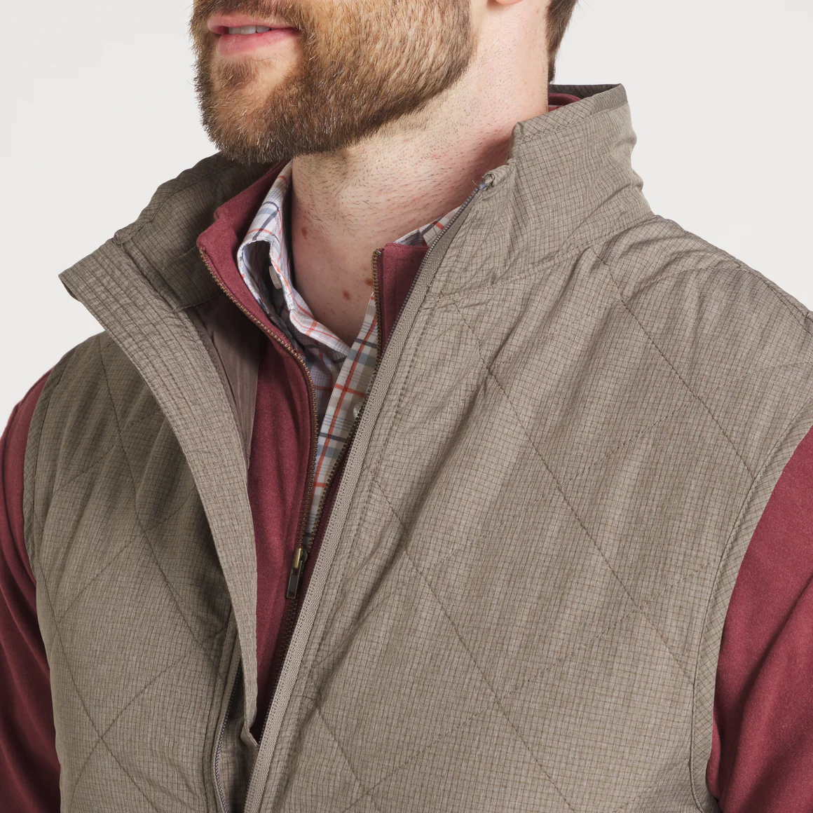 Bryson Ripstop Quilted Vest Stone Brown