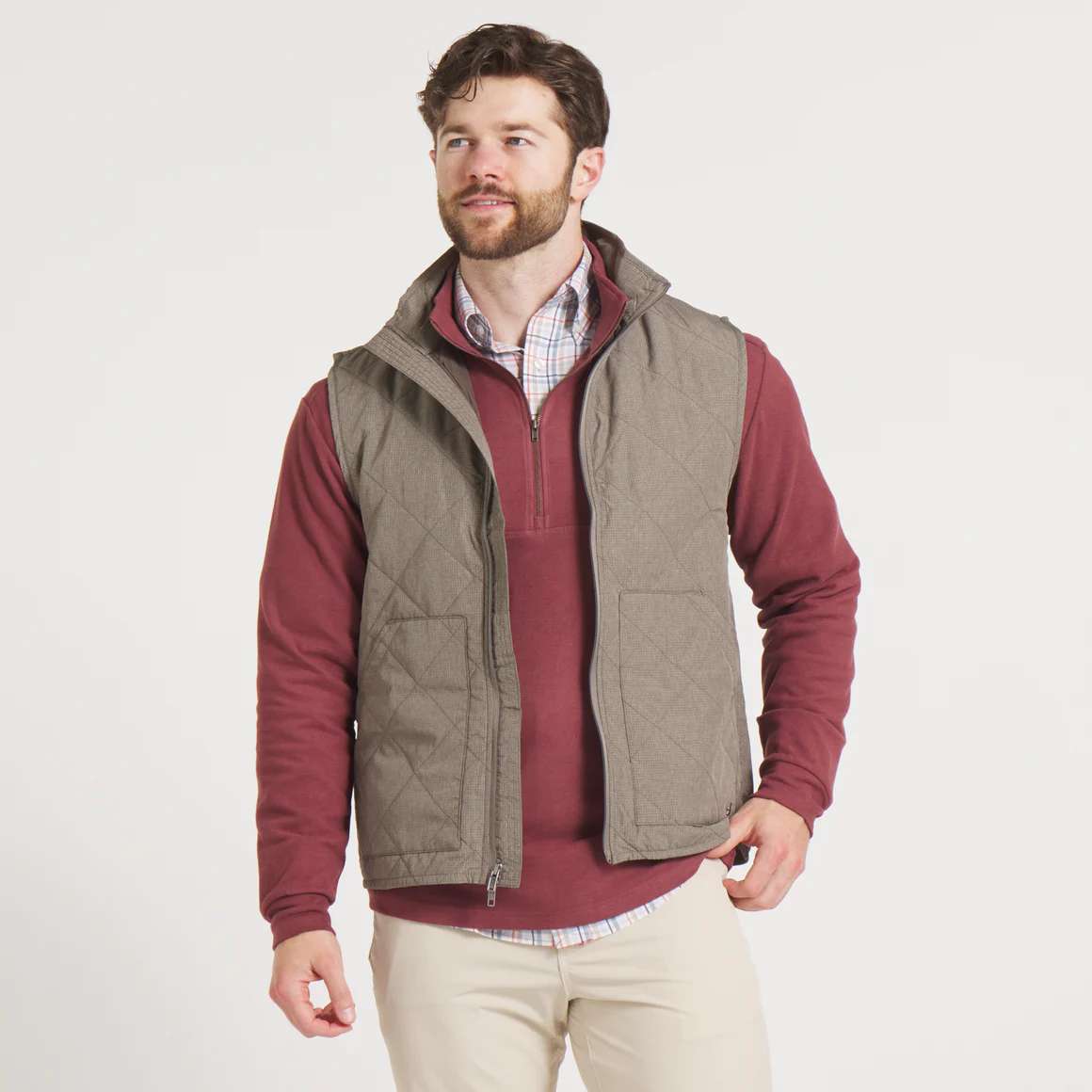 Bryson Ripstop Quilted Vest Stone Brown